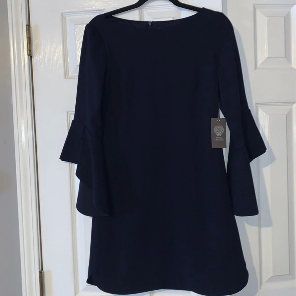 Size 4 Vince Camuto Navy Bell Sleeves Dress